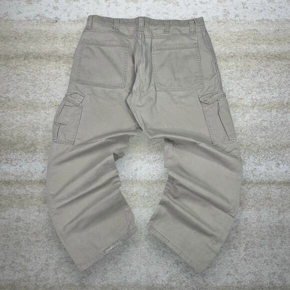 Wrangler Other - Vintage Y2K Wrangler Cargo Pants 36x30 Baggy Wide Leg Fit Tan Cotton